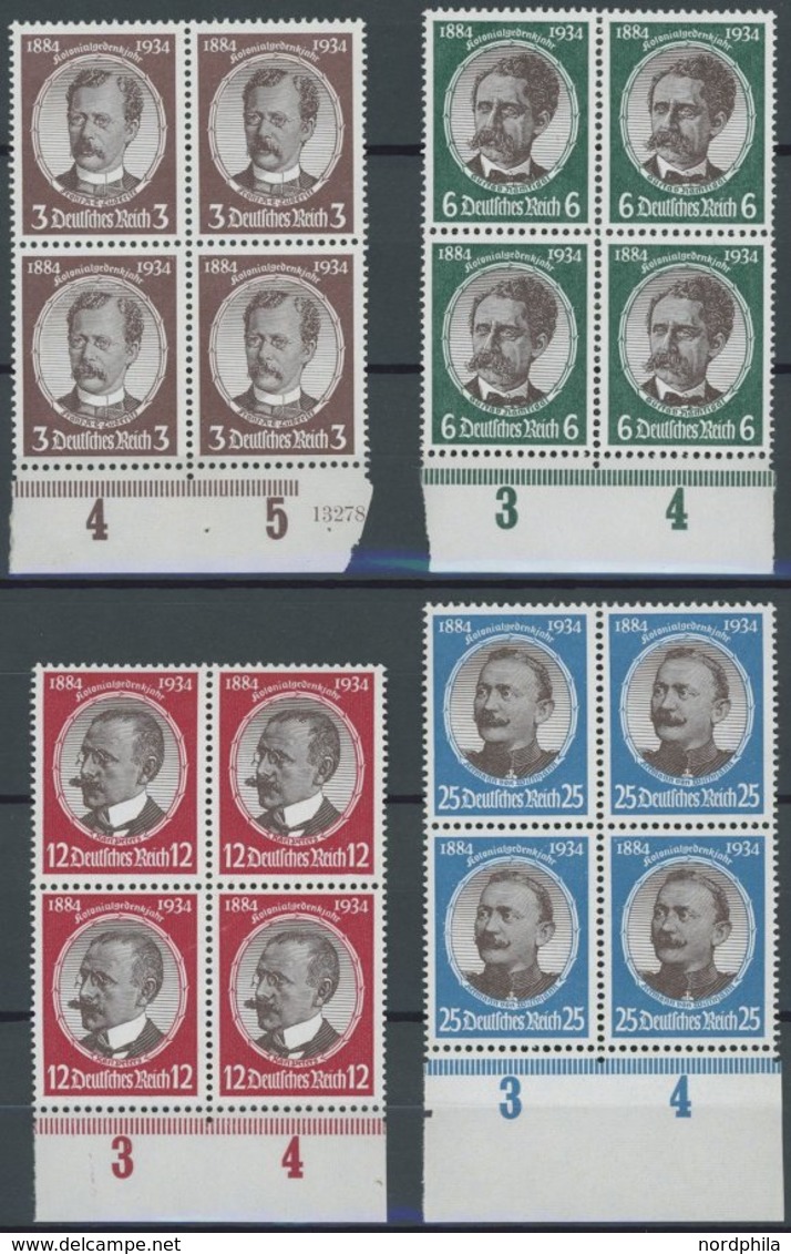 Dt. Reich 540-43 VB **, 1934, Kolonialforscher In Unterrandviererblocks, Postfrisch, Pracht, Mi. 760.- - Andere & Zonder Classificatie