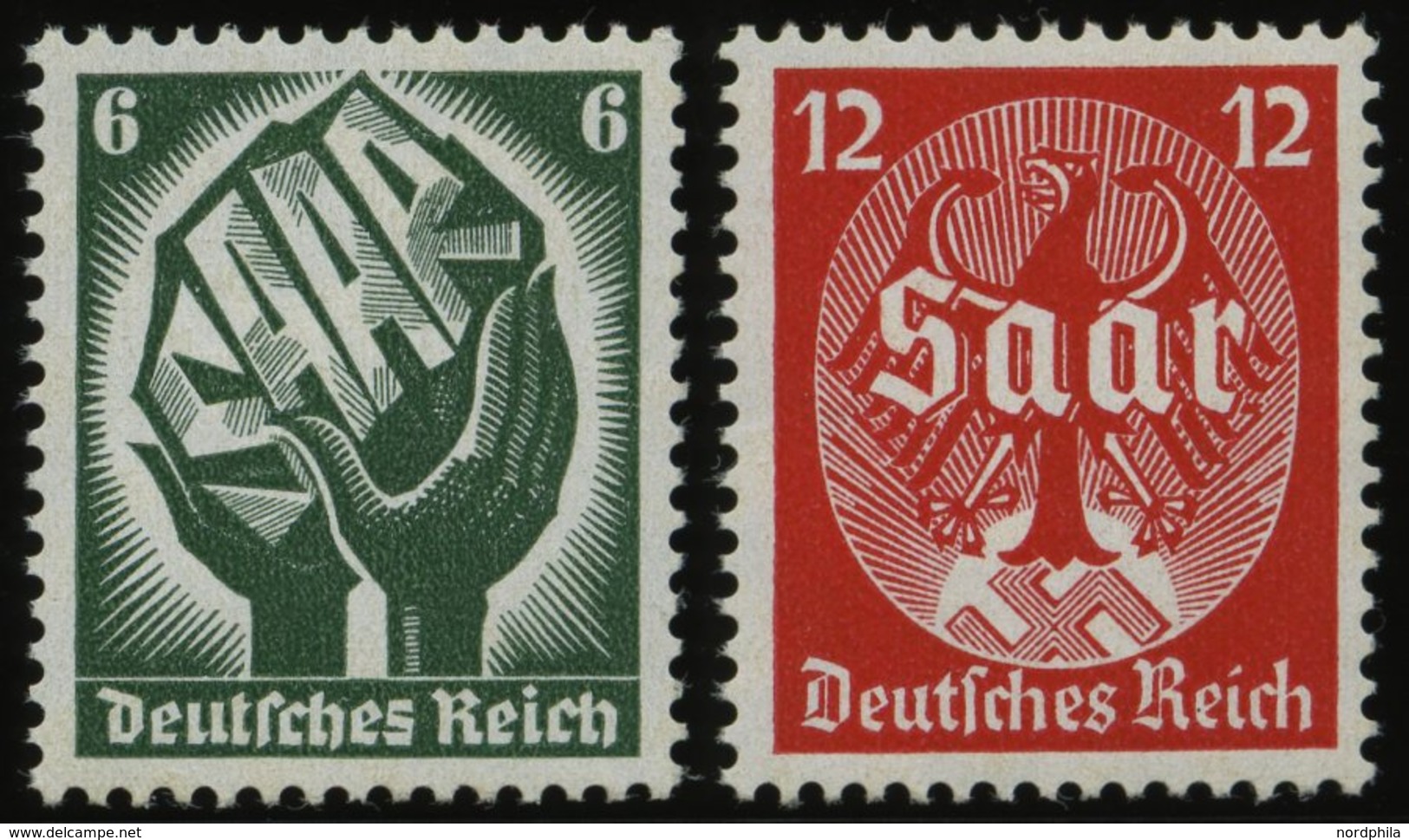 Dt. Reich 544/5 **, 1934, 6 Pf. Saarabstimmung, Pracht, Gepr. Schlegel, Mi. 90.- - Andere & Zonder Classificatie