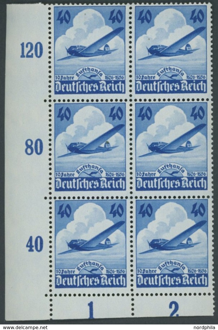 Dt. Reich 603 **, 1936, 40 Pf. Lufthansa Im Eckrandsechserblock, Pracht, Mi. 390.- - Andere & Zonder Classificatie