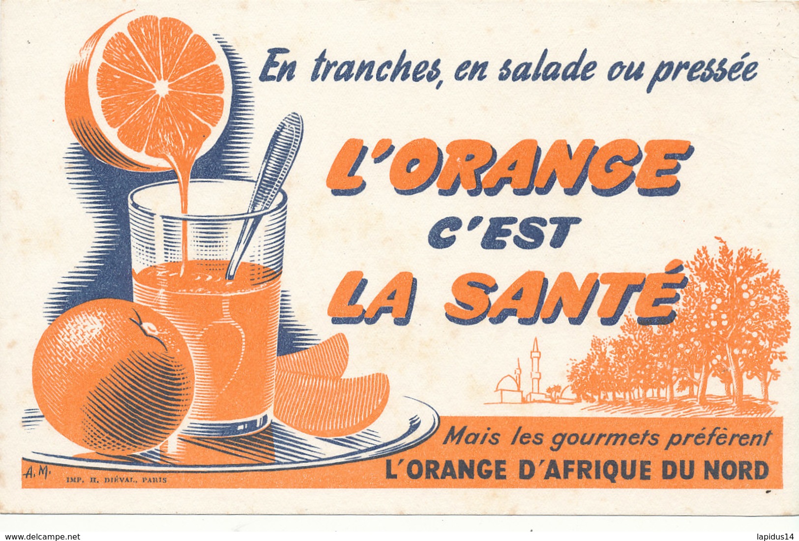 BU 1546 -/  BUVARD   L'ORANGE C'EST LA SANTE - Limonades