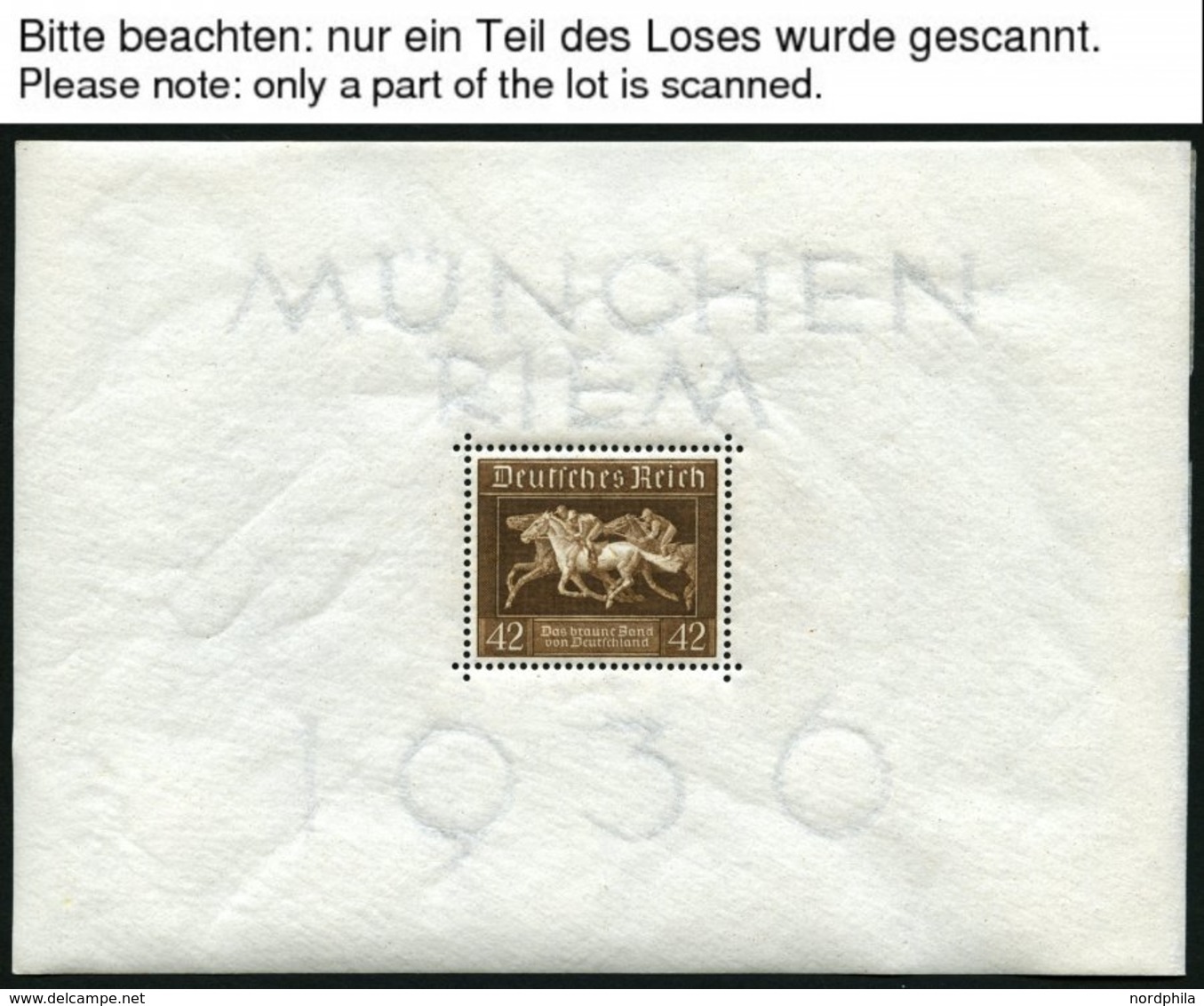 Dt. Reich Bl. 4 *, 1936, Block München-Riem, 9x Feinst (Einzelmarken Alle Postfrisch Pracht), Mi. 144.- - Other & Unclassified