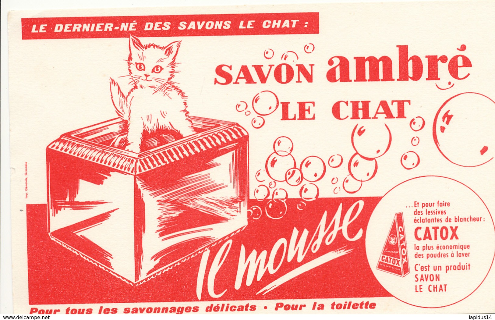 BU 1547 -/  BUVARD   SAVON AMBRE  LE CHAT - Perfumes & Belleza