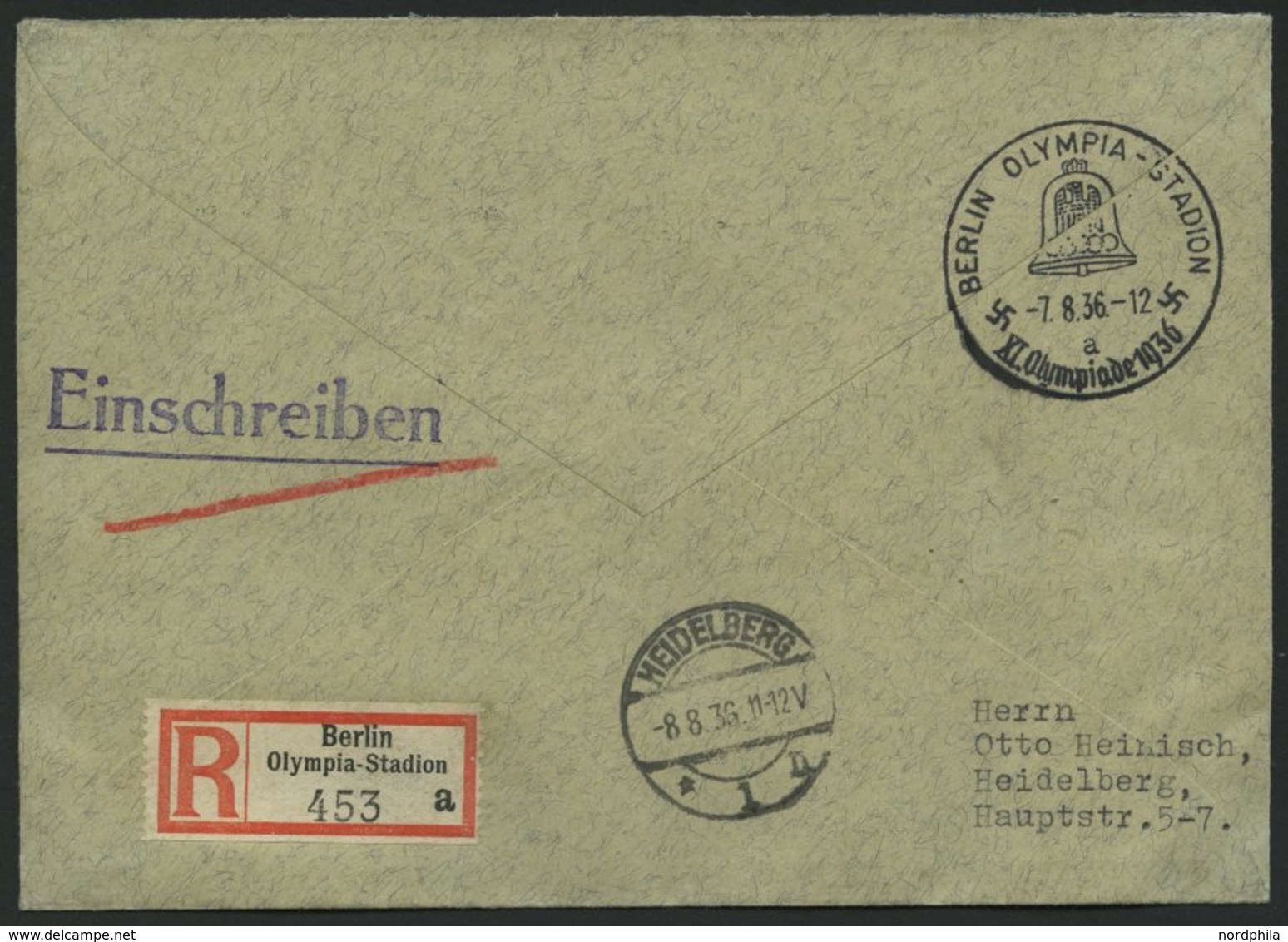 Dt. Reich Bl. 6 BRIEF, 1936, Block Olympische Spiele Mit Sonderstempel Rückseitig Auf Einschreibbrief, Feinst - Andere & Zonder Classificatie