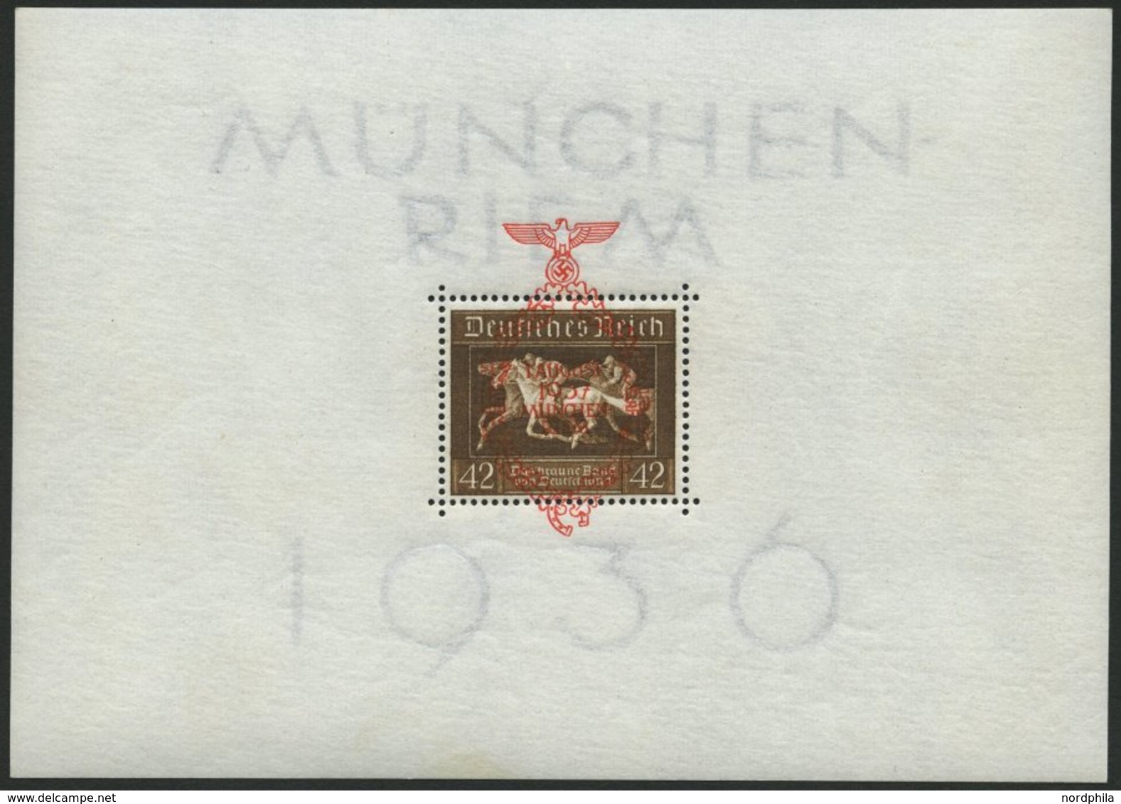 Dt. Reich Bl. 10 **, 1937, Block München-Riem, Herstellungsbedingter Kleiner Gummiknitter Im Rand, Pracht, Mi. 180.- - Andere & Zonder Classificatie