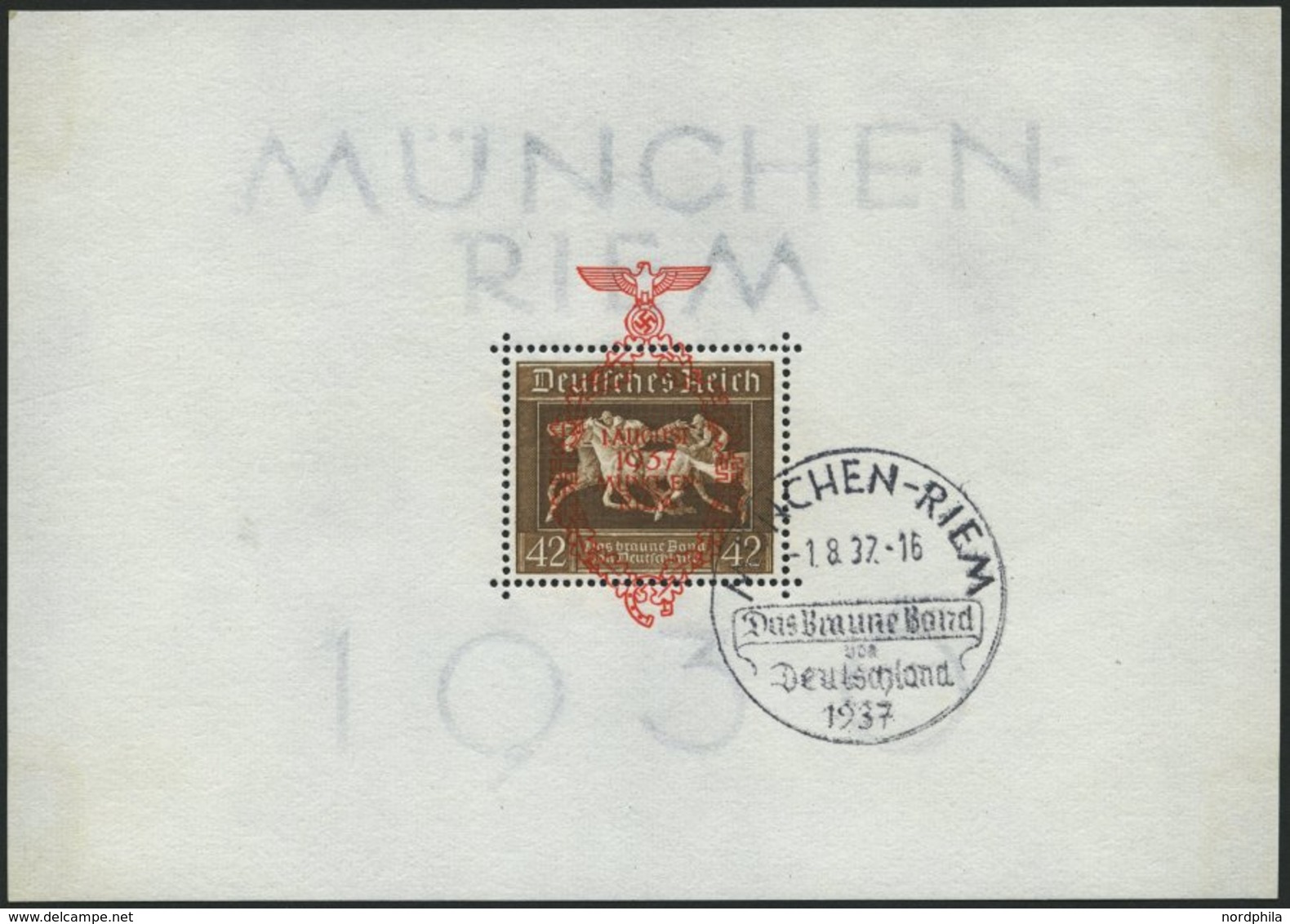 Dt. Reich Bl. 10 O, 1937, Block München-Riem, Ersttags-Sonderstempel, Pracht, Mi. (130.-) - Andere & Zonder Classificatie