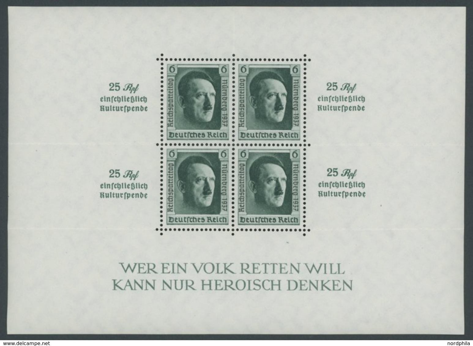 Dt. Reich Bl. 11 **, 1937, Block Reichsparteitag, Postfrisch, Pracht, Gepr Schlegel, Mi. 320.- - Andere & Zonder Classificatie