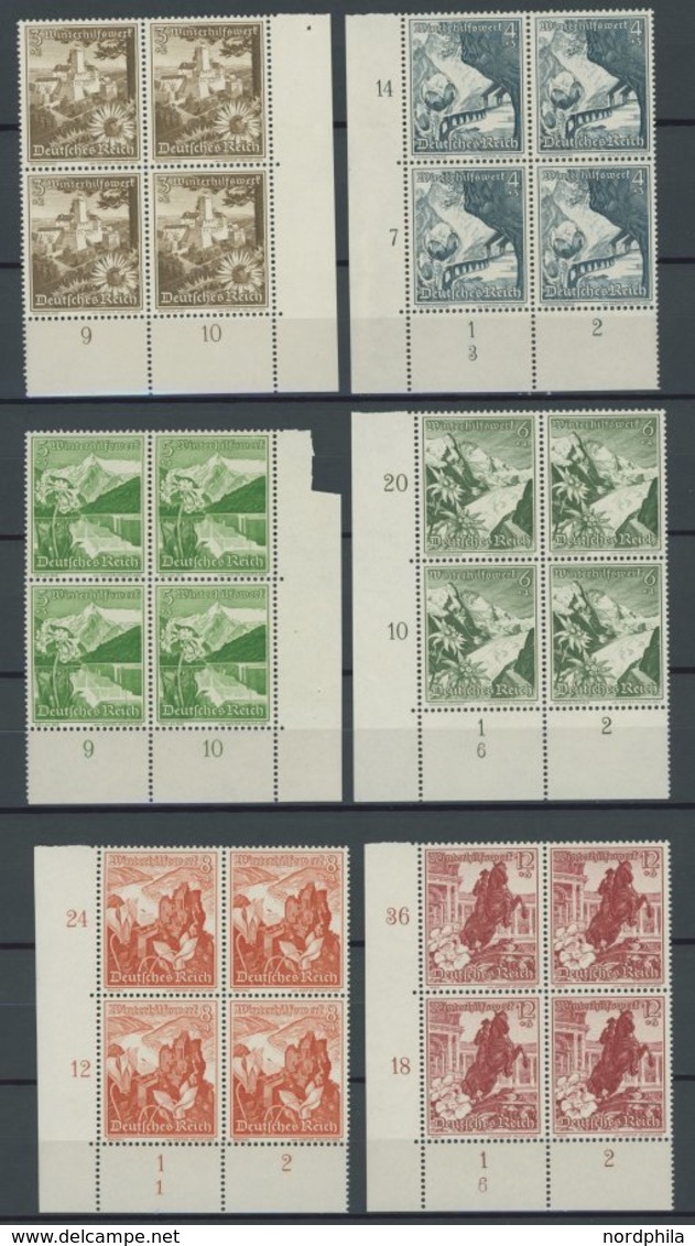 Dt. Reich 675-83 VB **, 1938, Ostmarklandschaften In Unteren Eckrandviererblocks, Bis Auf 3 Und 5 Pf. Alle Mit Form Numm - Other & Unclassified