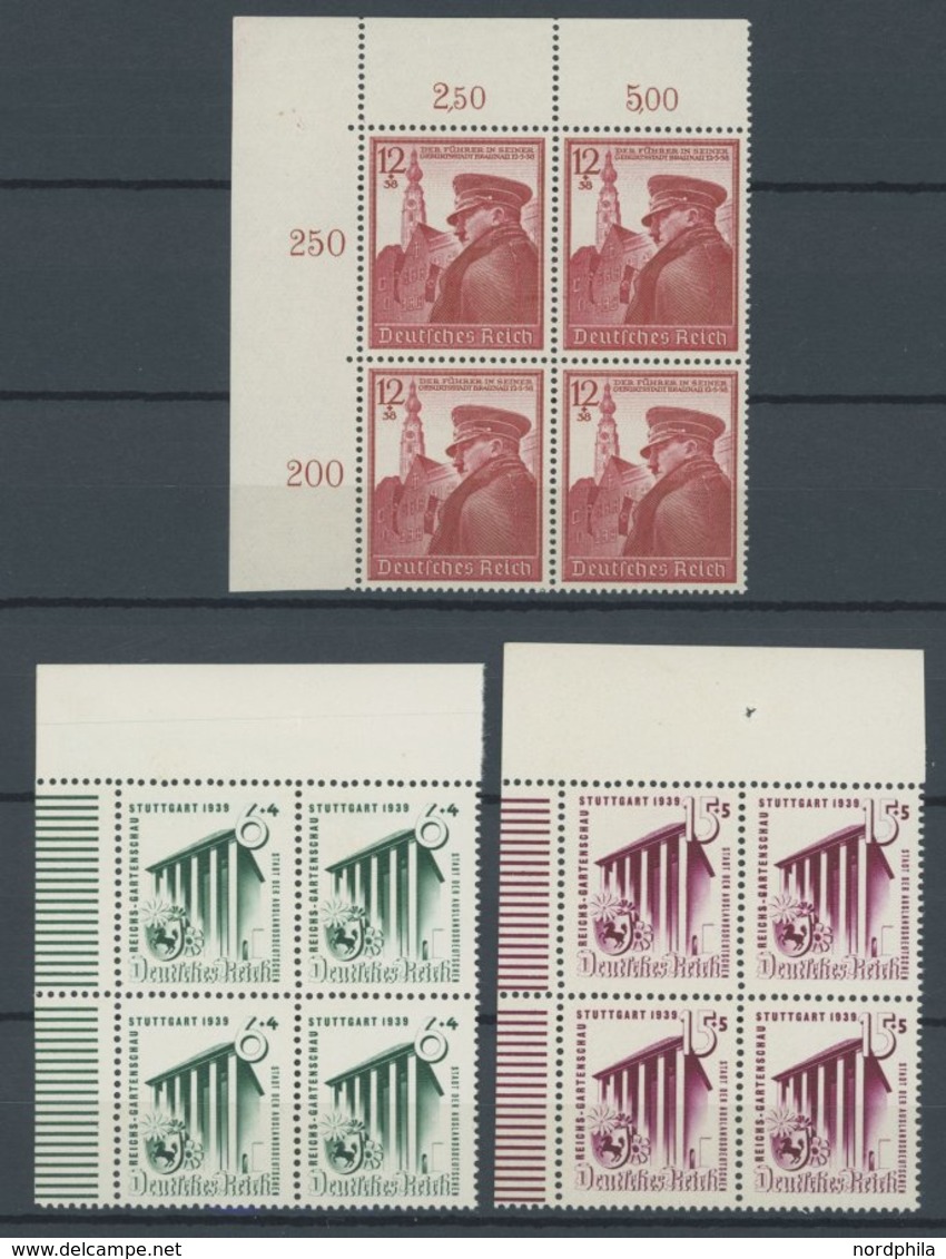 Dt. Reich 691-93 VB **, 1939, 50. Geburtstag Und Reichsgartenschau In Oberen Linken Eckrandviererblocks, Postfrisch, Pra - Andere & Zonder Classificatie