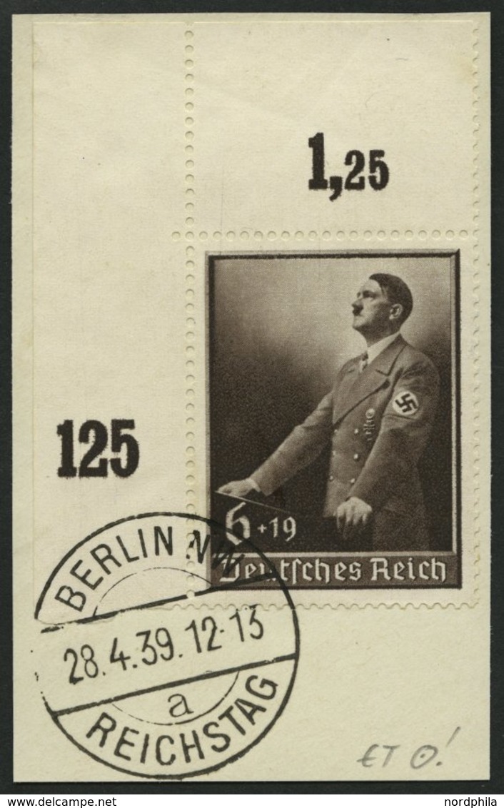 Dt. Reich 694 BrfStk, 1939, 6 Pf. Tag Der Arbeit, Obere Linke Bogenecke, Prachtbriefstück - Andere & Zonder Classificatie