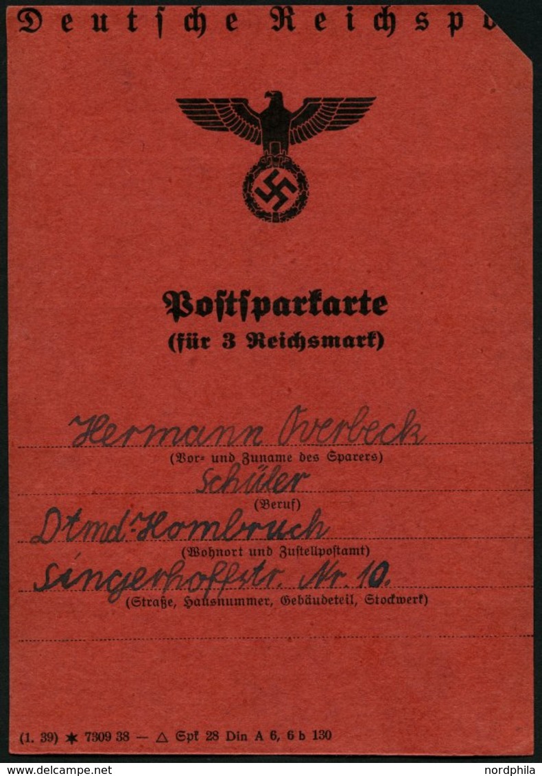 Dt. Reich 787 BrfStk, 1941, Postsparkarte (geteilt, Ränder Verkürzt), Frankiert Mit 40x 10 Pf. Hitler, Feinst - Altri & Non Classificati