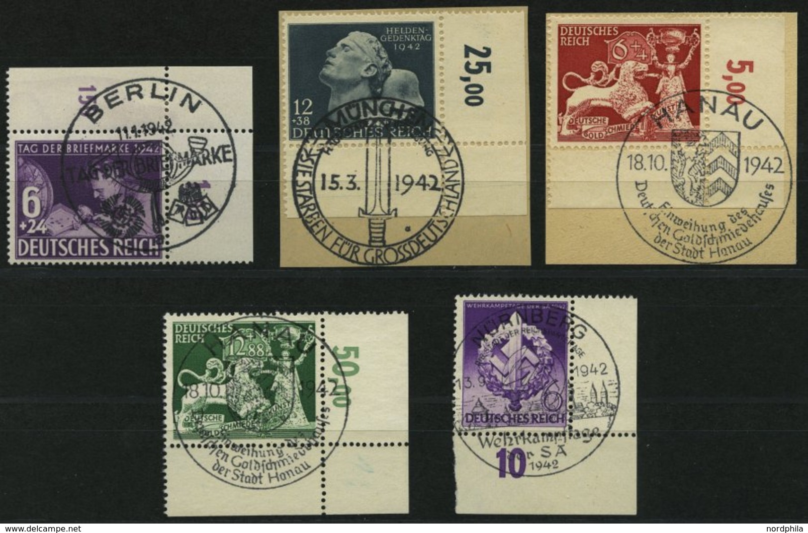 Dt. Reich 811/2,16-18 O,BrfStk , 1942, 5 Bogenecken, Pracht - Other & Unclassified