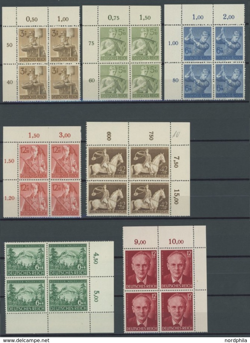 Dt. Reich 850-61 VB **, 1943, 6 Postfrische Sätze In Eckrandviererblocks, Pracht - Andere & Zonder Classificatie