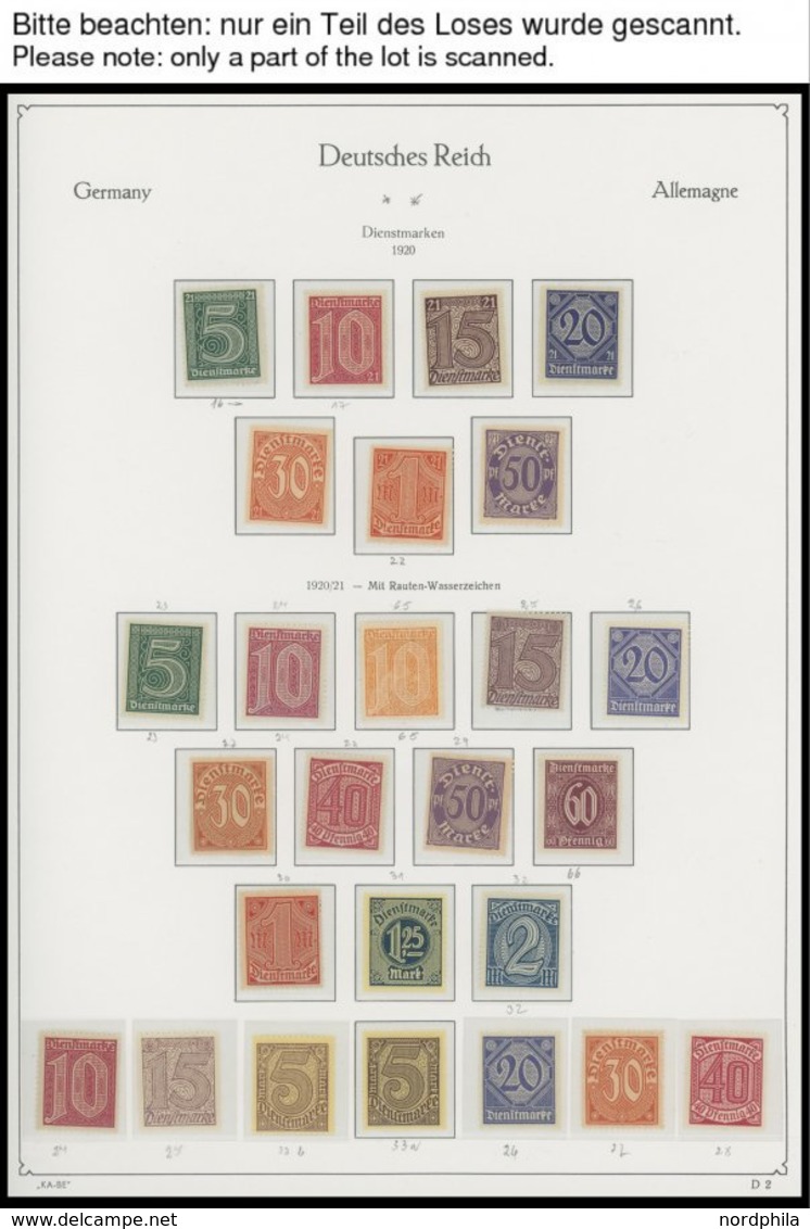 DIENSTMARKEN D 23-98 **, 1920-1923, Postfrisch Komplett Auf KA-BE Seiten, Prachterhaltung - Dienstzegels