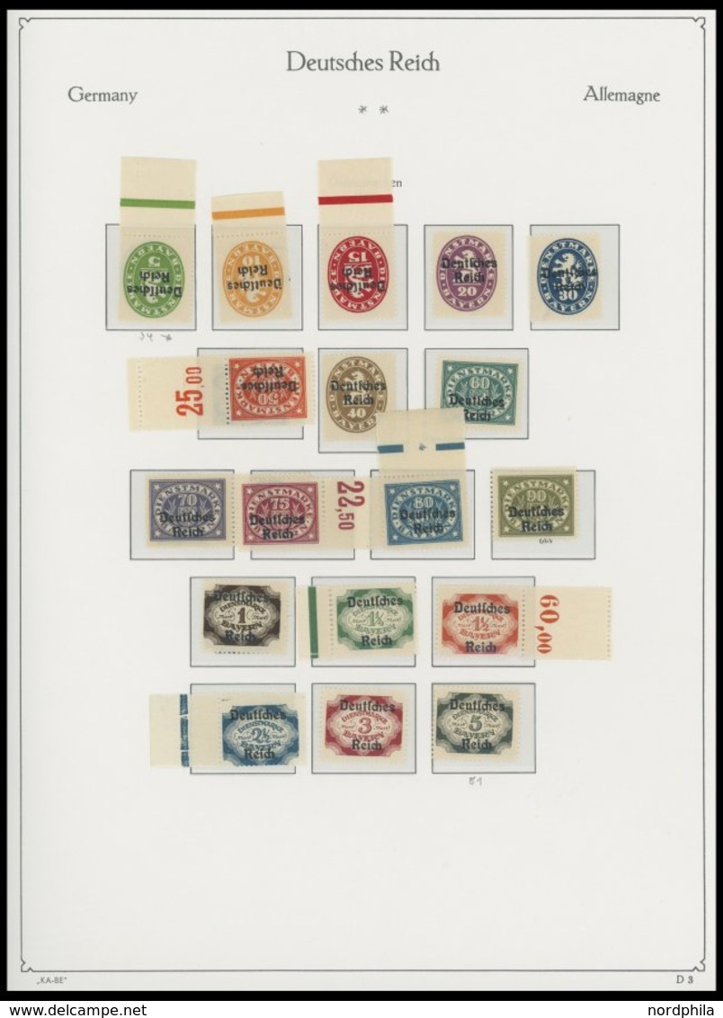 DIENSTMARKEN D 23-98 **, 1920-1923, Postfrisch Komplett Auf KA-BE Seiten, Prachterhaltung - Dienstzegels