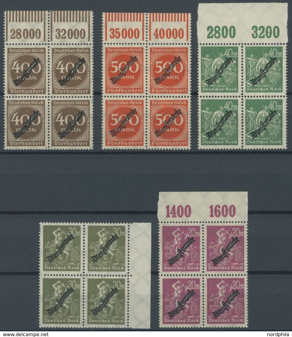 DIENSTMARKEN D 75-88 VB **, 1923, Freimarken In Viererblocks, Postfrischer Prachtsatz, Mi. (200.-) - Dienstzegels
