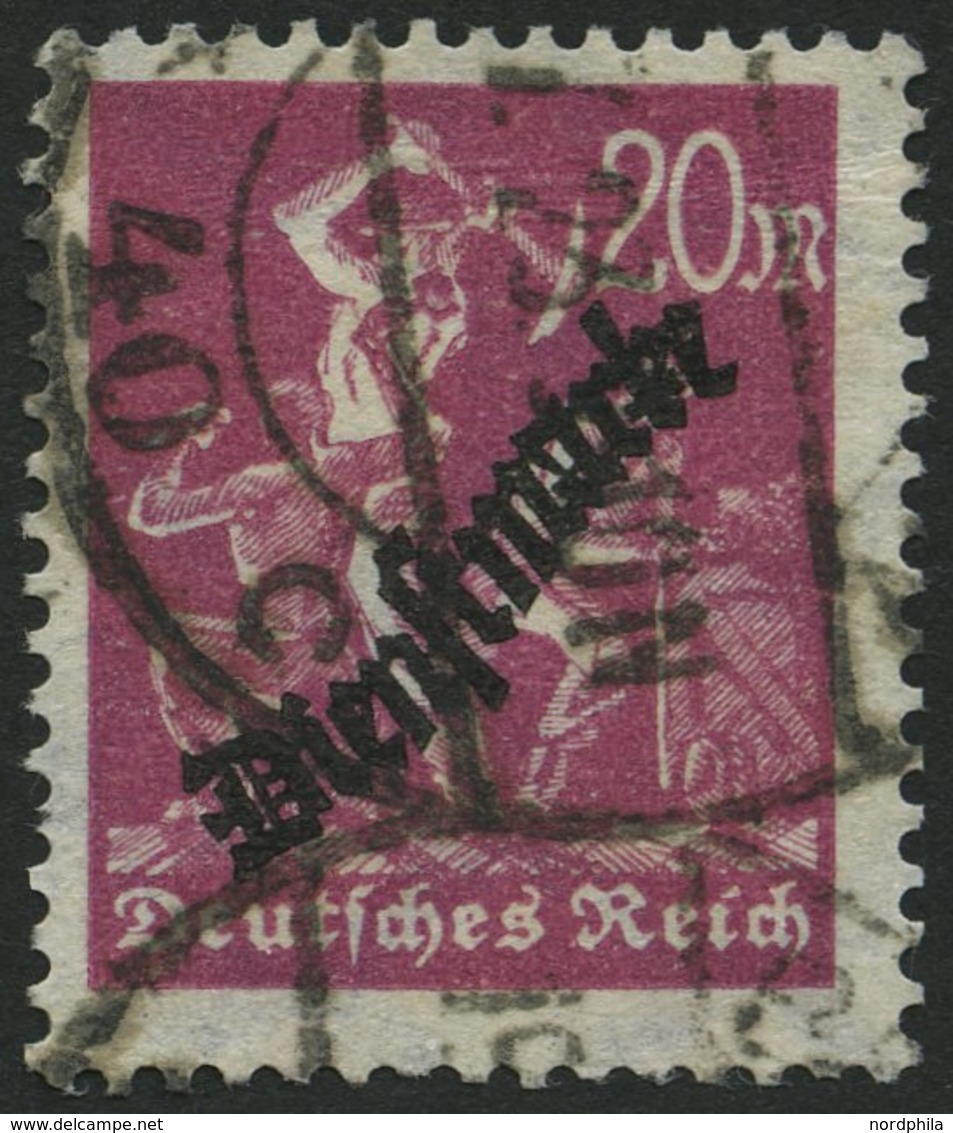 DIENSTMARKEN D 75Y O, 1923, 20 M. Braunlila, Wz. Liegend, Normale Zähnung, Pracht, Gepr. Winkler, Mi. 190.- - Dienstzegels