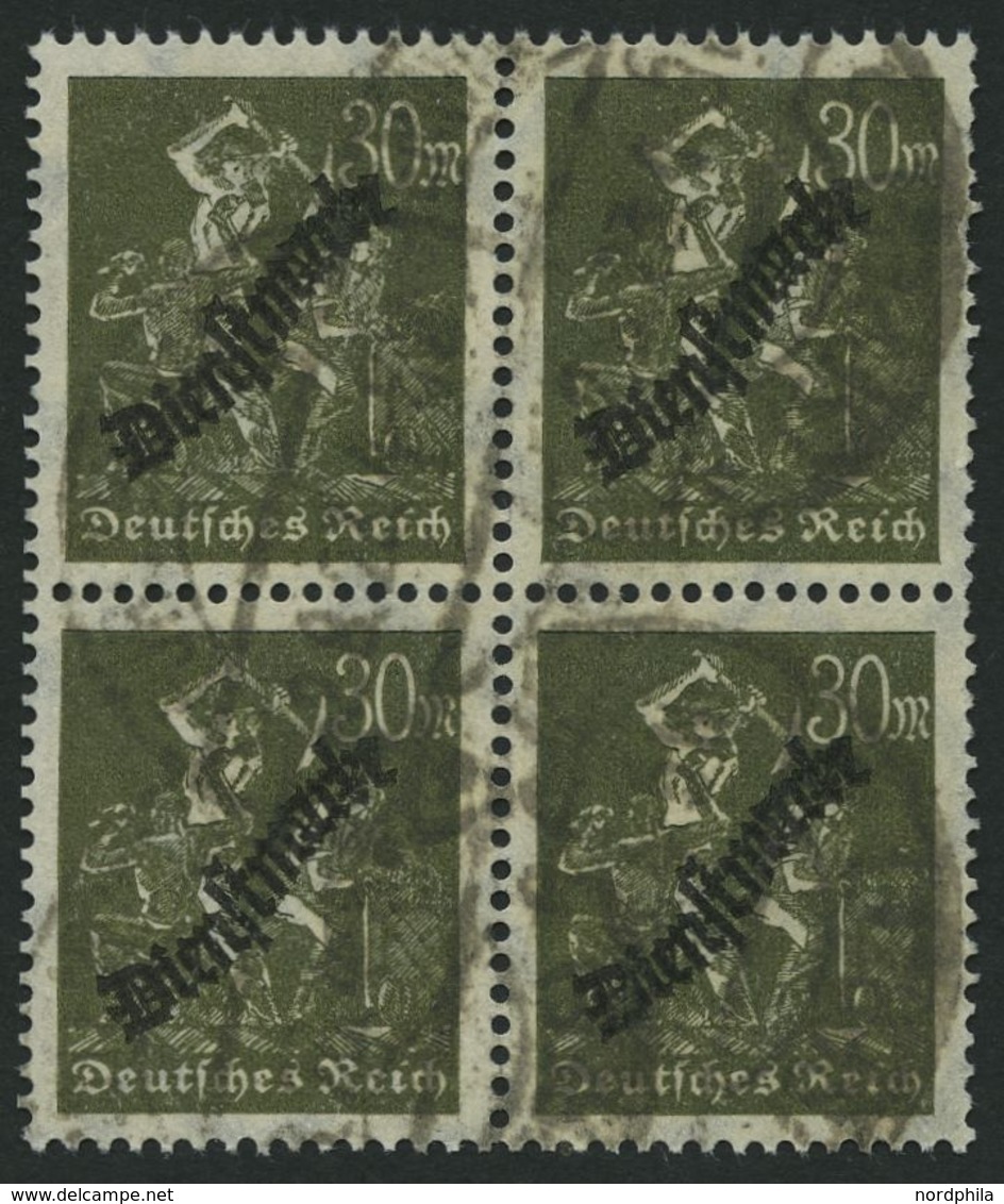 DIENSTMARKEN D 76 VB O, 1923, 30 M. Schwärzlichgrauoliv Im Viererblock, üblich Gezähnt Pracht, Gepr. Infla, Mi. (180.-) - Servizio