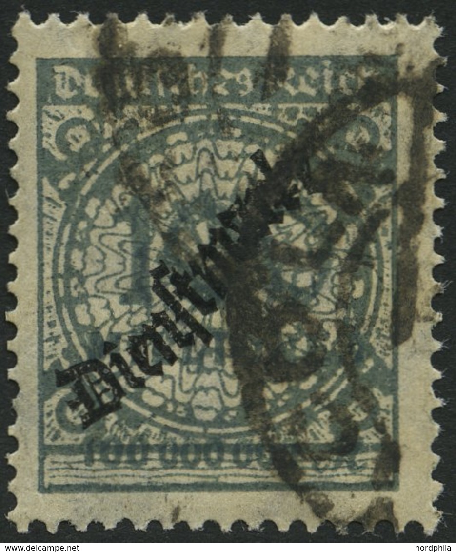 DIENSTMARKEN D 82 O, 1923, 100 Mio. M. Dunkelgrüngrau, Pracht, Gepr. Dr. Oechsner, Mi. 200.- - Dienstzegels