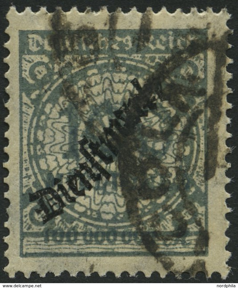 DIENSTMARKEN D 82 O, 1923, 100 Mio. M. Dunkelgrüngrau, Pracht, Gepr. Dr. Oechsner, Mi. 200.- - Servizio