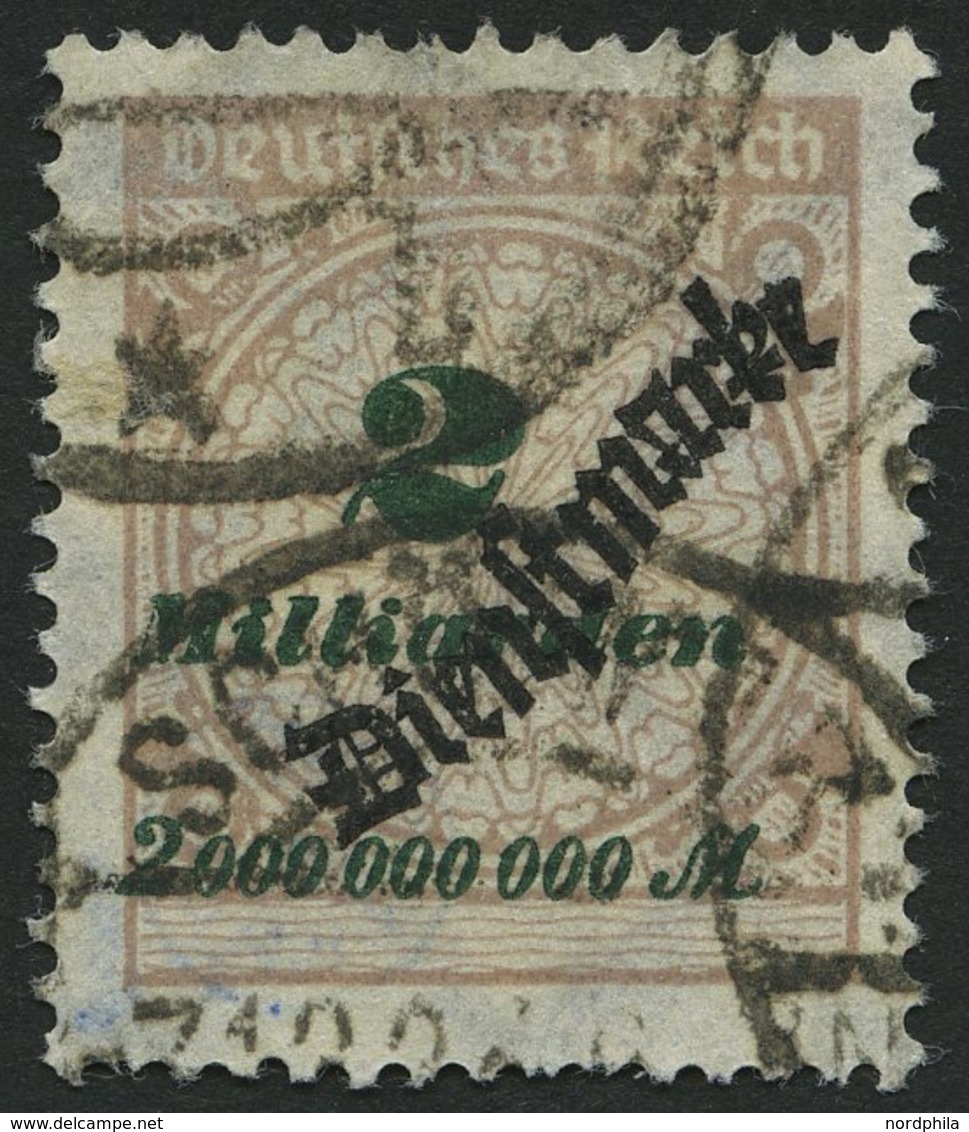 DIENSTMARKEN D 84 O, 1923, 2 Mrd. M. Mattsiena/schwarzgrün, Feinst (kl. Zahnmängel), Gepr. Peschl, Mi. 150.- - Dienstzegels