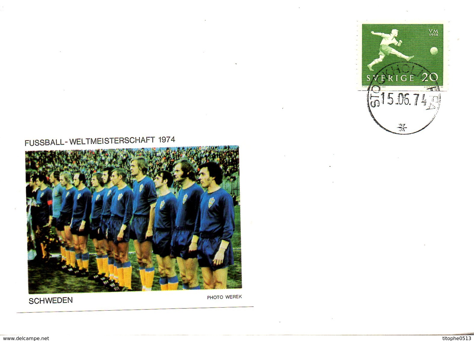 SUEDE. N°430 De 1958 Sur Enveloppe Commémorative De 1974. Equipe Suédoise. - 1974 – Germania Ovest