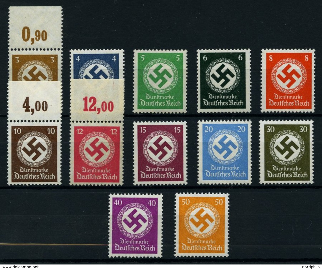 DIENSTMARKEN D 132-43,155-77 **, 1934-42, 3 Prachtsätze, Mi. 145.- - Dienstzegels