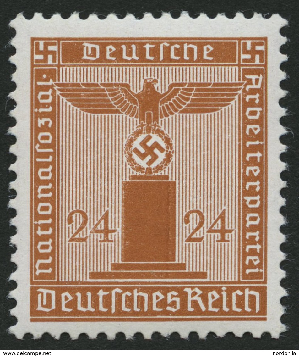 DIENSTMARKEN D 163y **, 1942, 24 Pf. Braunorange, Waagerechte Gummiriffelung, Pracht, Gepr. Schlegel, Mi. 350.- - Servizio