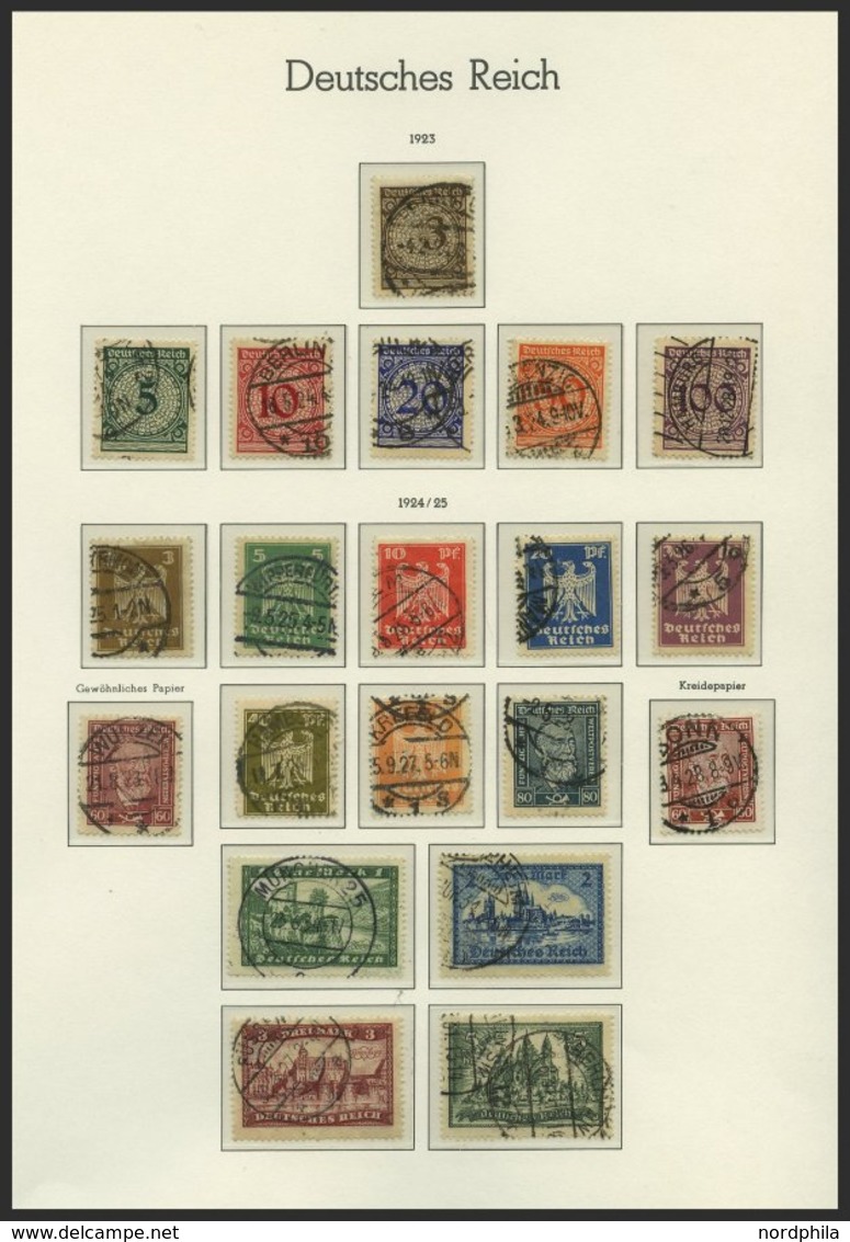 SAMMLUNGEN O, Gestempelte Sammlung Dt. Reich Von 1923-32 Auf Leuchtturm-Falzlosseiten Mit Mittleren Ausgaben, Feinst/Pra - Used Stamps