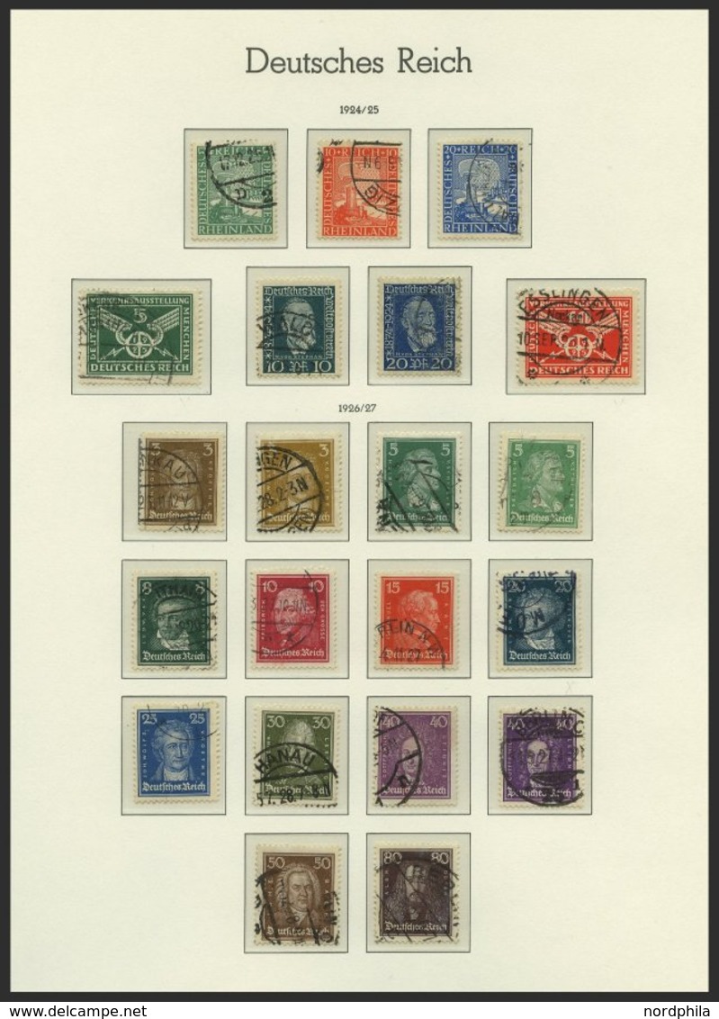 SAMMLUNGEN O, Gestempelte Sammlung Dt. Reich Von 1923-32 Auf Leuchtturm-Falzlosseiten Mit Mittleren Ausgaben, Feinst/Pra - Used Stamps