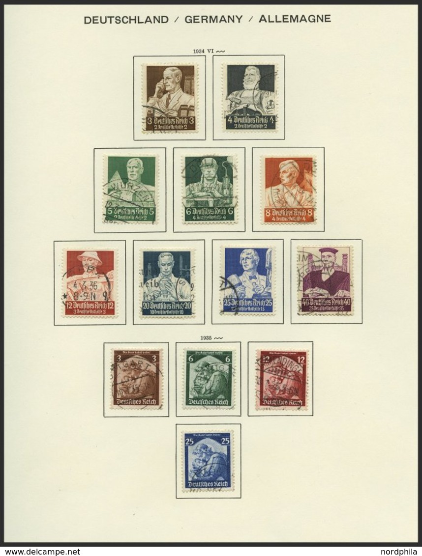 SAMMLUNGEN, LOTS O, Gestempelte Sammlung Dt. Reich Von 1933-45 Auf Schaubekseiten, Bis Auf Mi.Nr. 496-98, Bl. 2,3 Und Nr - Gebruikt