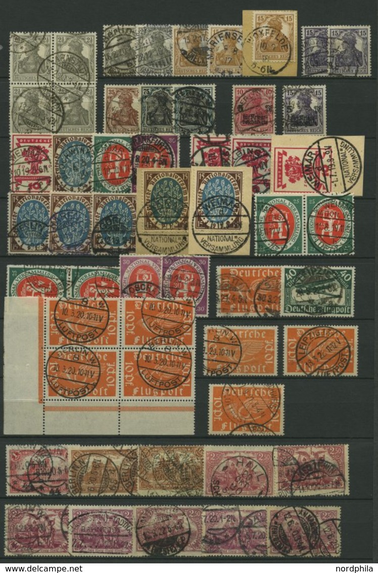 LOTS O, 1916-1923, Partie Verschiedener Gestempelter Mittlerer Werte Inflation, Feinst/Pracht, Alle Geprüft Infla, Mi. C - Used Stamps