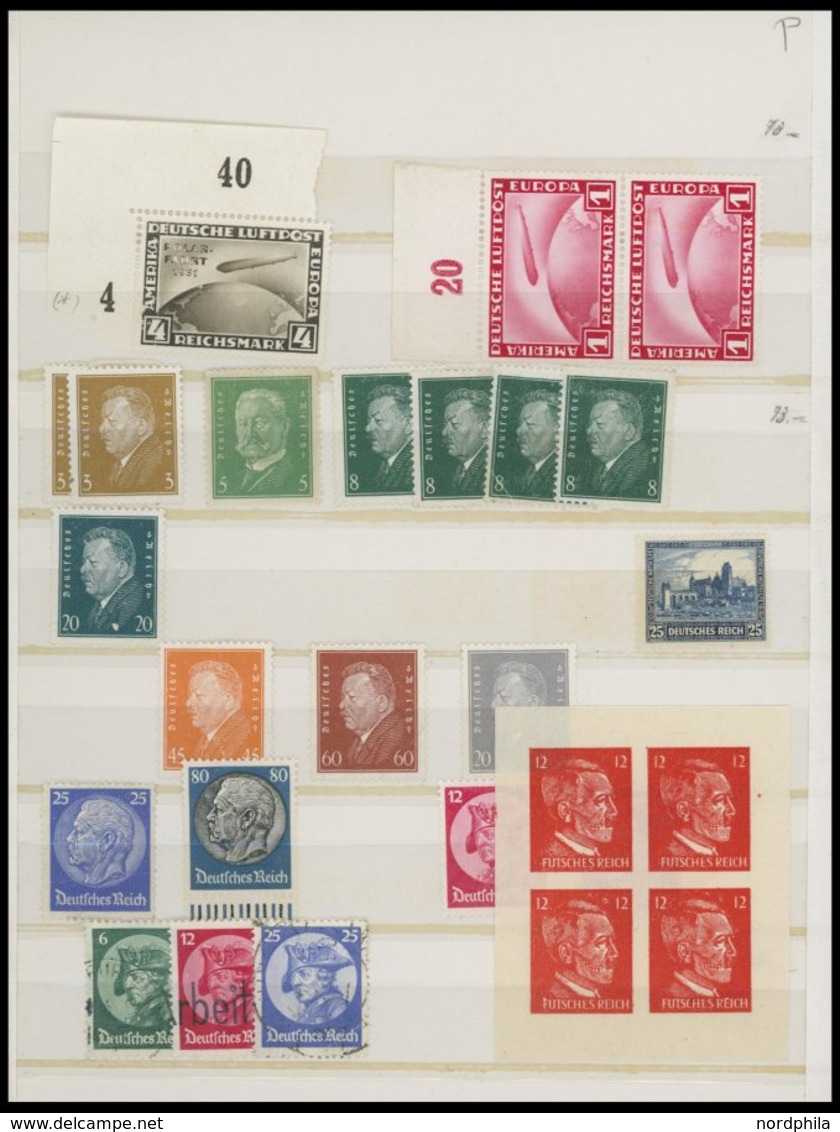 LOTS *,o,(*) , Kleines Dublettenbuch Dt. Reich Von 1923-45 Mit Einigen Besseren Ausgaben, Erhaltung Stark Unterschiedlic - Used Stamps