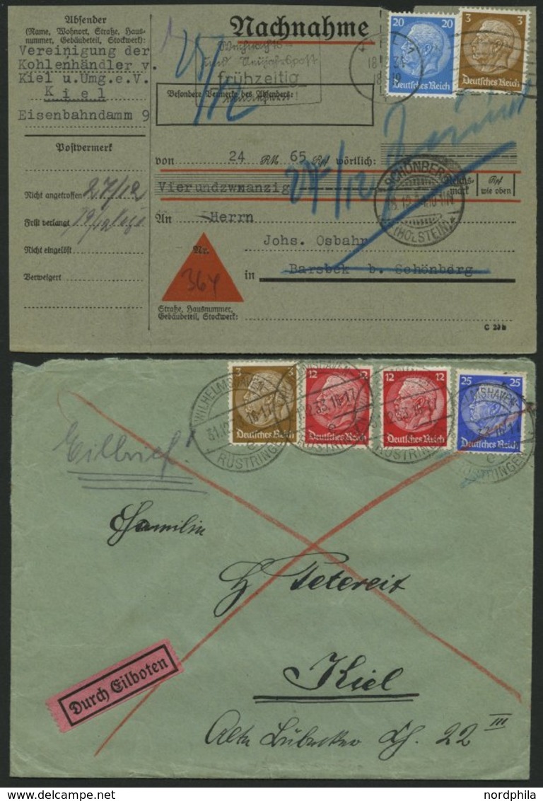 LOTS 1933-41, 34 Belege Mit Verschiedenen Hindenburg-Frankaturen, Meist Prachterhaltung - Oblitérés