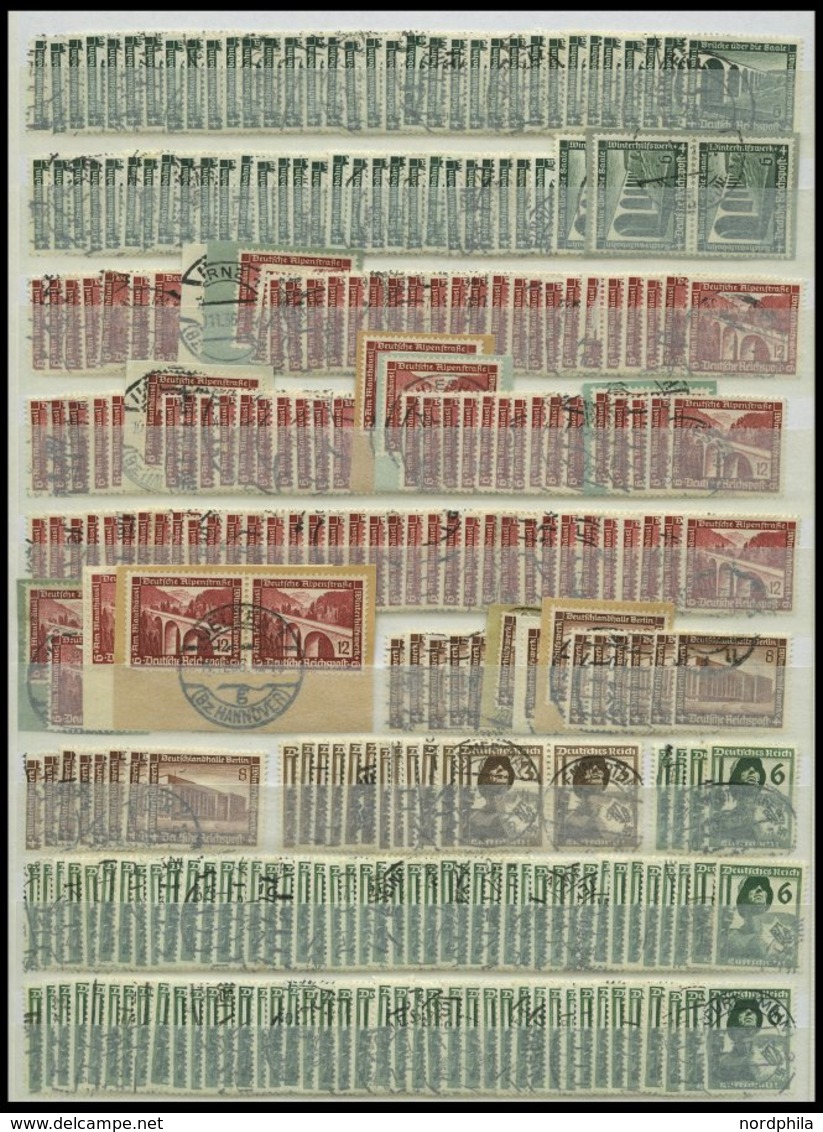 LOTS o,BrfStk , 1933-42, sauber gesteckter Dublettenbestand meist einfacher Werte, Bedarfserhaltung, Mi. über 1800.-