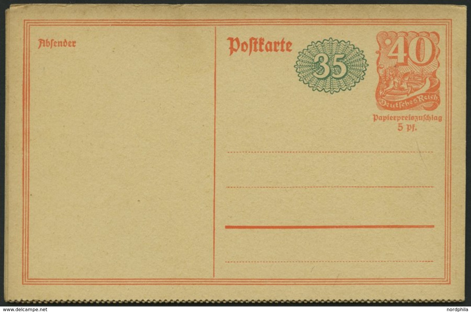 GANZSACHEN P 152II BRIEF, 1922, 35 Pf. Neben 40 Pf. Postreiter Mit Rosettenbeidruck, Gezähnt, 5x Zusammenhängend Als Lep - Other & Unclassified