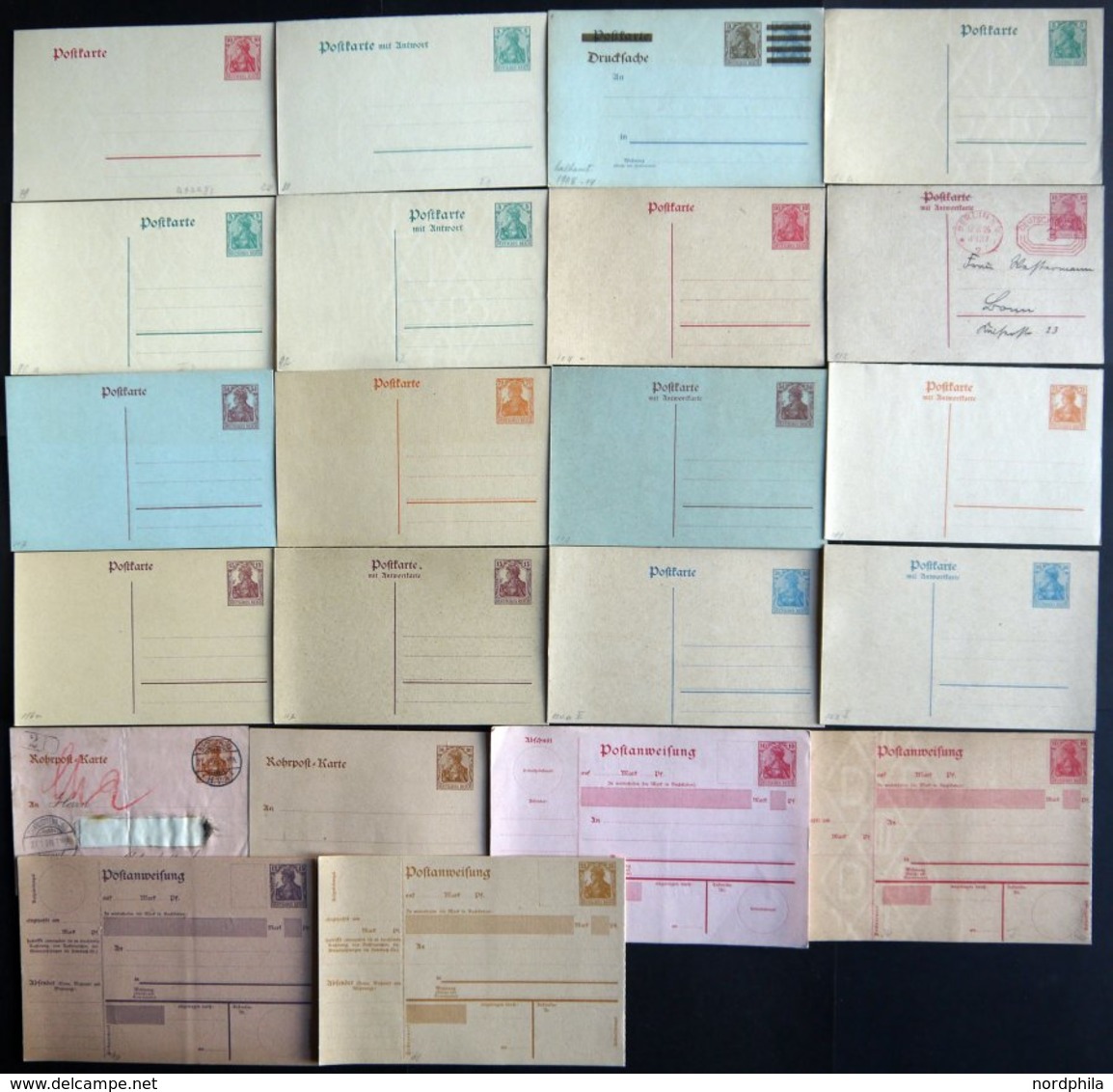 GANZSACHEN 47 Verschiedene, Meist Ungebrauchte Ganzsachen Germania Reichspost, Dabei Rohrpostbriefe Und -karten, Postkar - Other & Unclassified