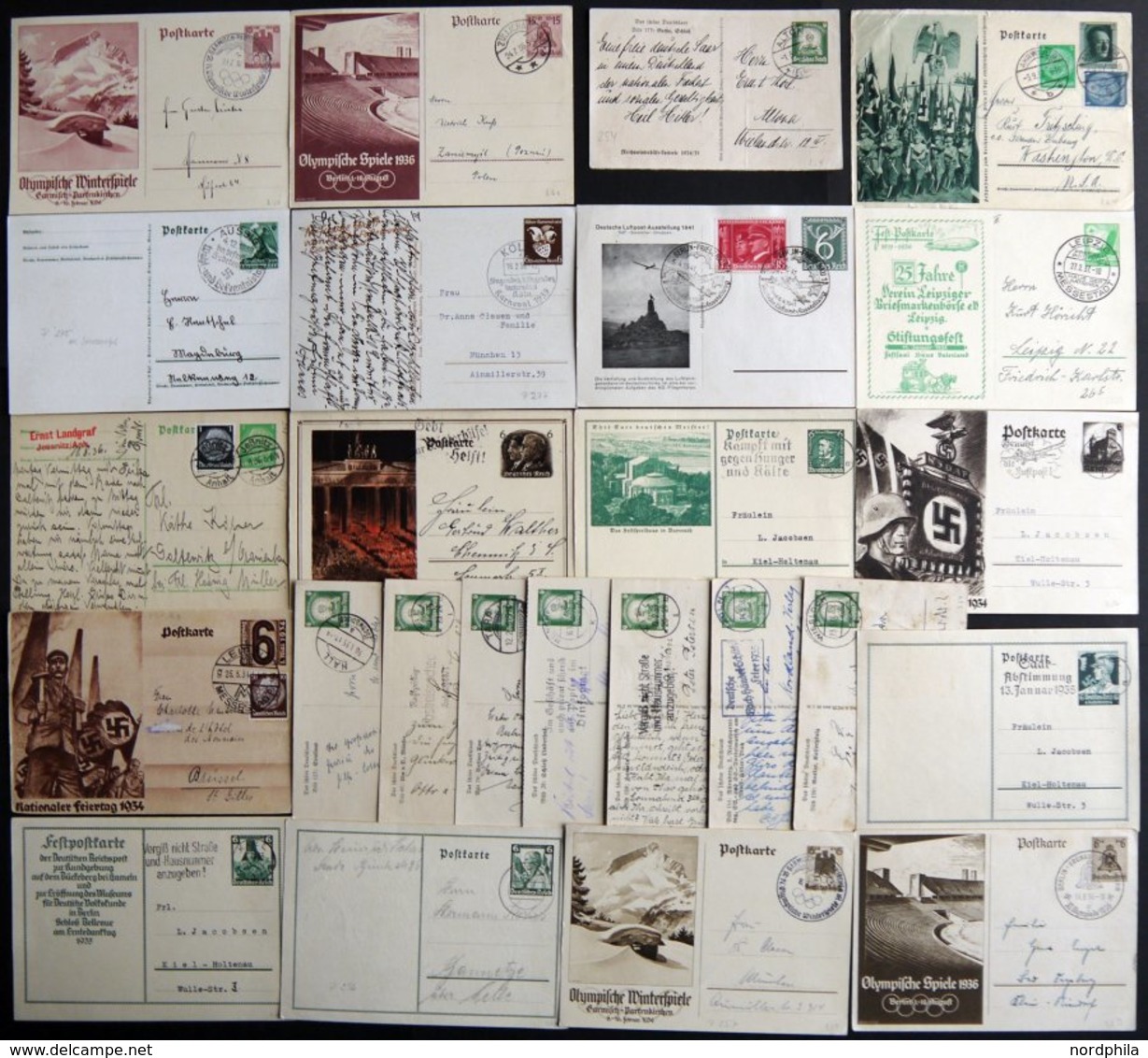 GANZSACHEN 1933-44, Partie Von 60 Verschiedenen Gebrauchten Karten, Feinst/Pracht, Besichtigen! - Altri & Non Classificati