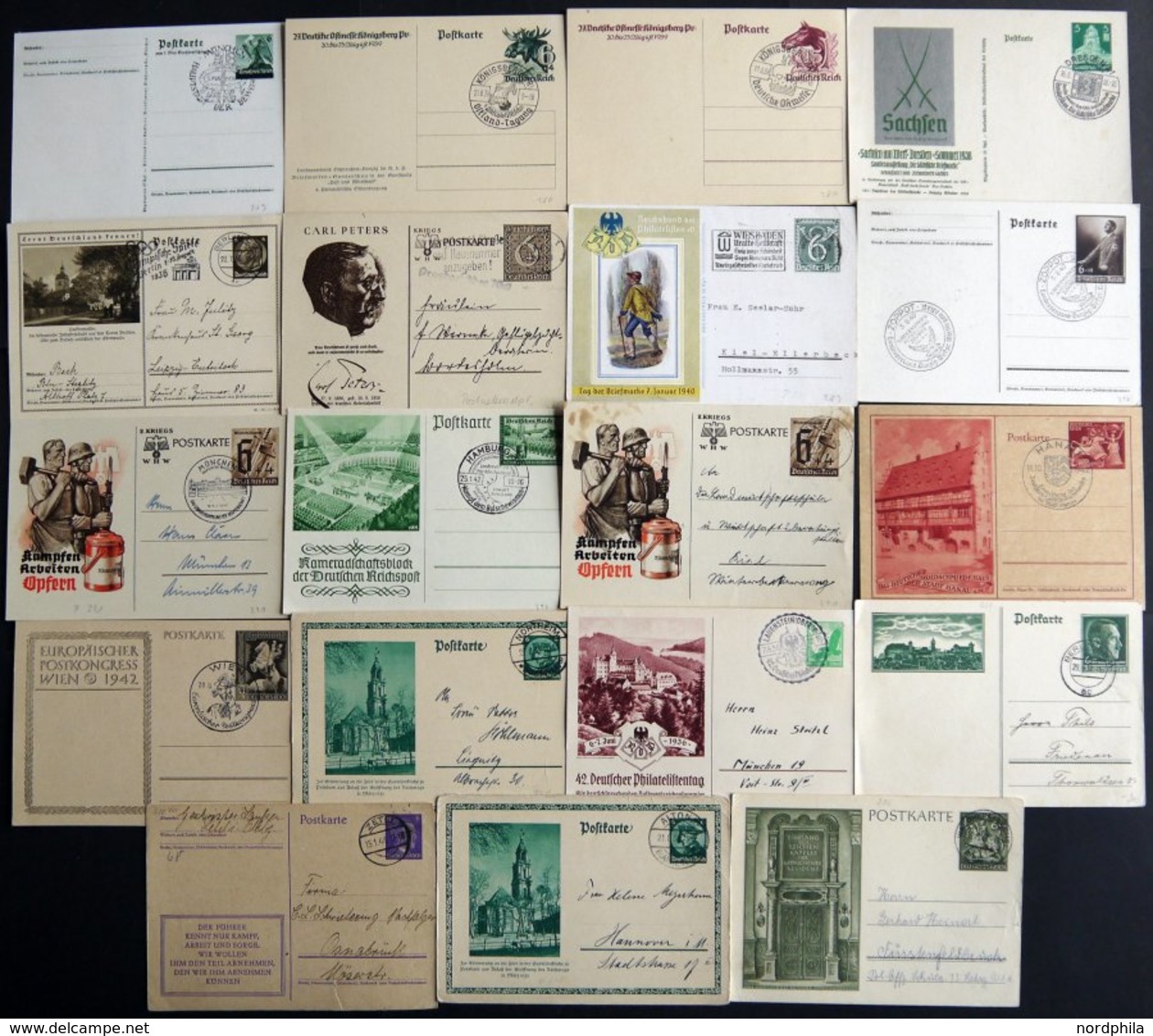 GANZSACHEN 1933-44, Partie Von 60 Verschiedenen Gebrauchten Karten, Feinst/Pracht, Besichtigen! - Other & Unclassified