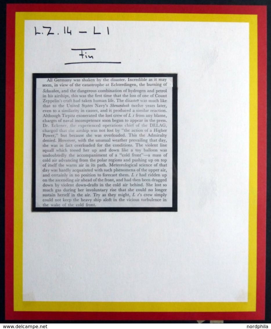 ZEPPELINPOST - MILITÄRLUFTSCHIFFAHRT 1912/3, L1 (LZ 14) Marineluftschiff: Seltene Bild- Und Datendokumentation Auf 7 Sei - Luchtpost & Zeppelin