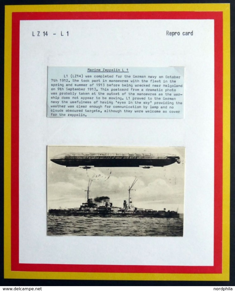 ZEPPELINPOST - MILITÄRLUFTSCHIFFAHRT 1912/3, L1 (LZ 14) Marineluftschiff: seltene Bild- und Datendokumentation auf 7 Sei