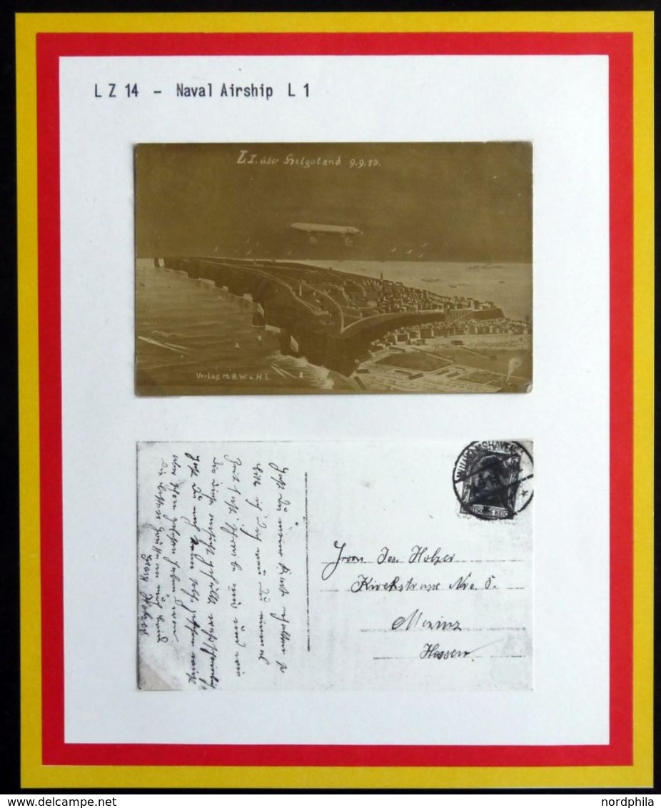 ZEPPELINPOST - MILITÄRLUFTSCHIFFAHRT 1912/3, L1 (LZ 14) Marineluftschiff: seltene Bild- und Datendokumentation auf 7 Sei