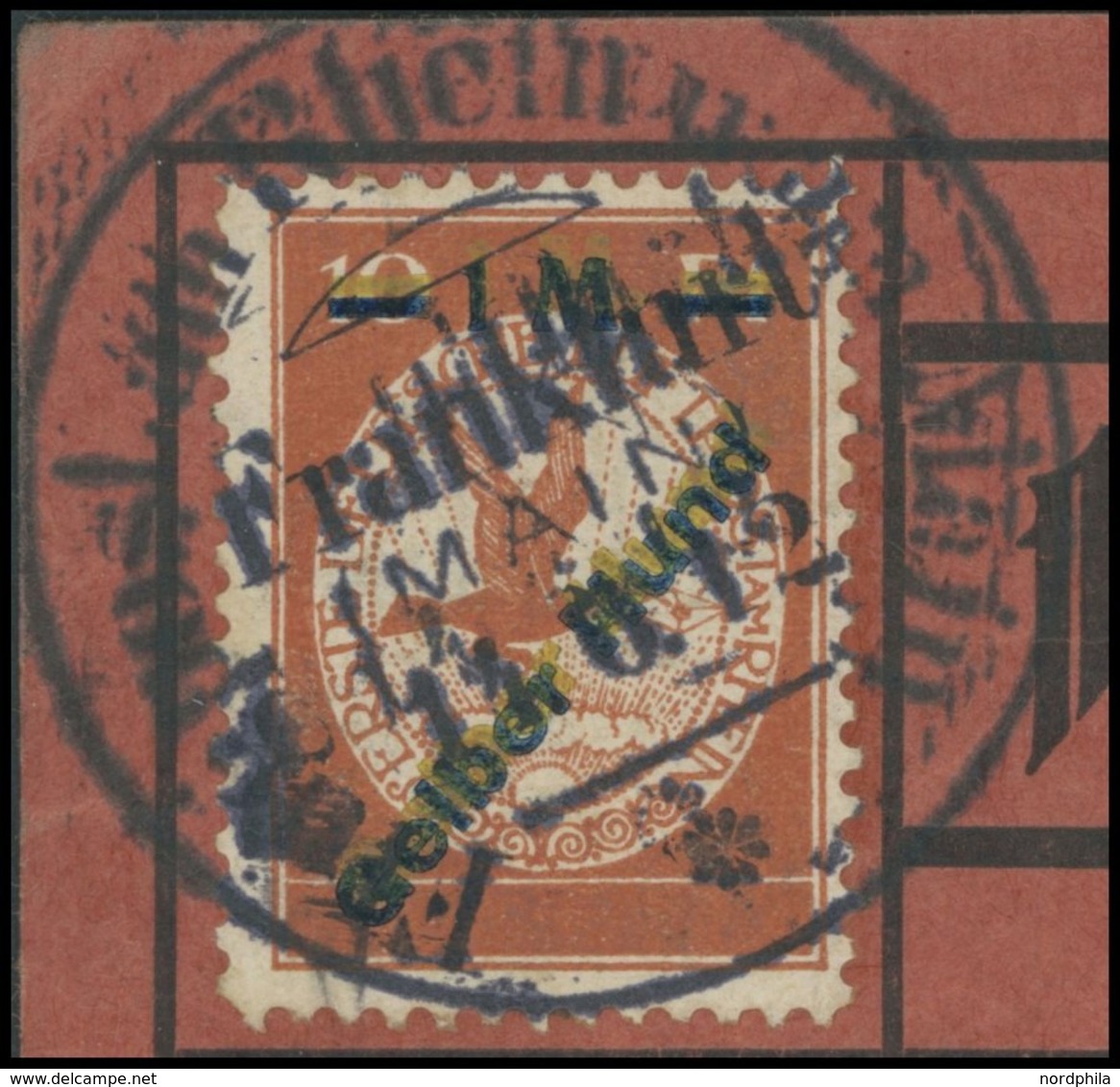 ZEPPELINPOST 13e BRIEF, 1912, 1 M. Gelber Hund Mit Doppelaufdruck In Gelber Und Dunkelblauer Farbe Auf Nummerierter Rote - Poste Aérienne & Zeppelin