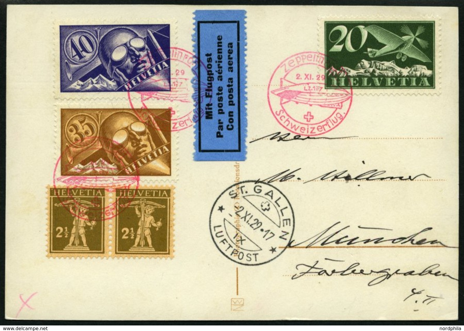 ZEPPELINPOST 46 BRIEF, 1929, Fahrt Nach Zürich-Dübendorf, Schweizer Post, Prachtkarte - Airmail & Zeppelin