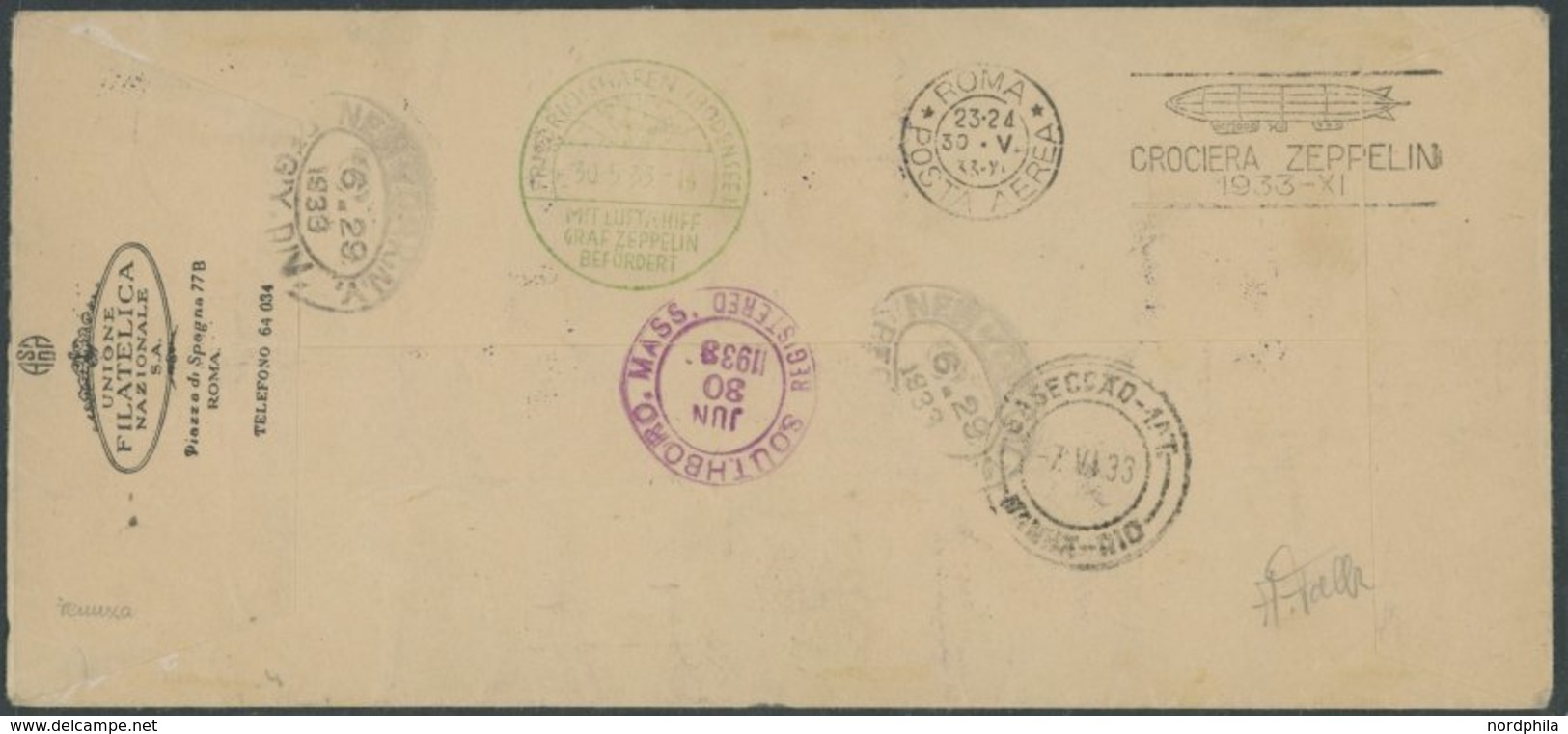 ZEPPELINPOST 212O/214 BRIEF, 1933, Italienfahrt, Cyrenaica Post Mit Komplettem Satz, Einschreiben Ab Tripoli, Transit Ro - Airmail & Zeppelin