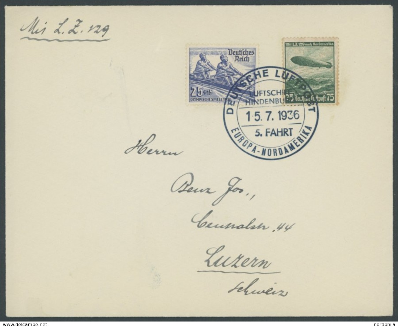 ZEPPELINPOST 423A BRIEF, 1936, 5. Nordamerikafahrt, Bordpost, Frankiert U.a. Mit Mi.Nr. 631, Prachtbrief - Airmail & Zeppelin