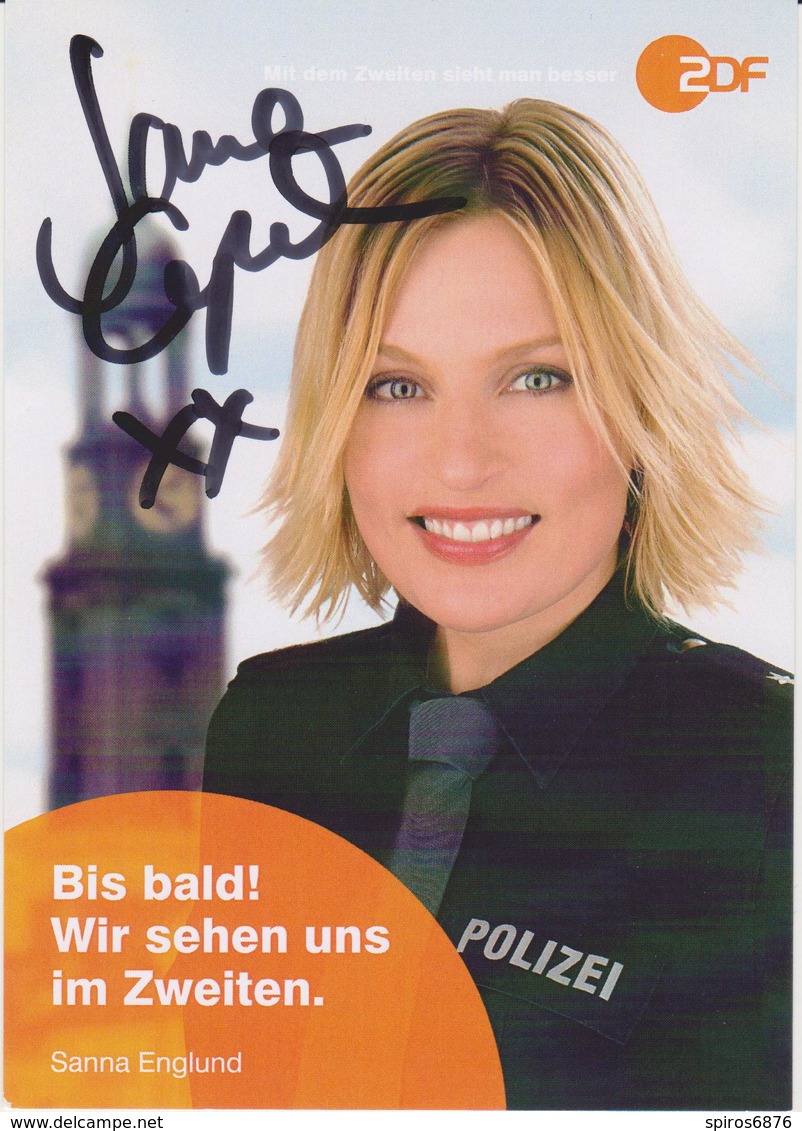 Authentic Signed Card / Autograph - German Actress SANNA ENGLUND - ZDF TV Series Notruf Hafenkante - Autogramme