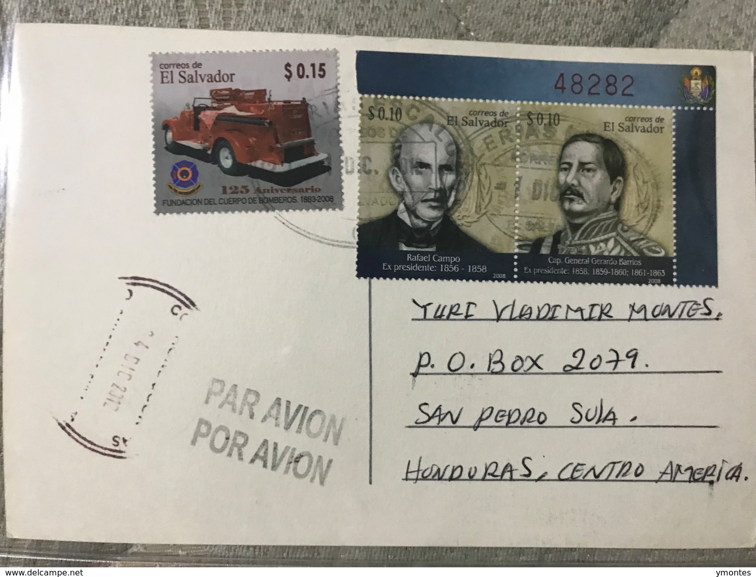 Circulated Postcard El Salvador 2012 Izalco Volcano  , ( Firefighter Stamps ) - El Salvador