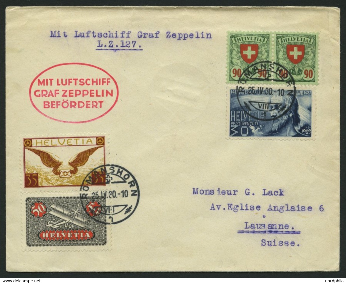 ZULEITUNGSPOST 55 BRIEF, Schweiz: 1930, Englandfahrt, Prachtbrief - Zeppelin