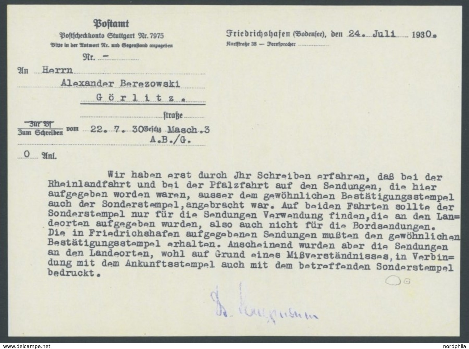 ZULEITUNGSPOST 75A BRIEF, Schweiz: 1930, Pfalzfahrt, Mit Bestätigungs- Und Sonderbestätigungsstempel, Prachtkarte - Zeppelins