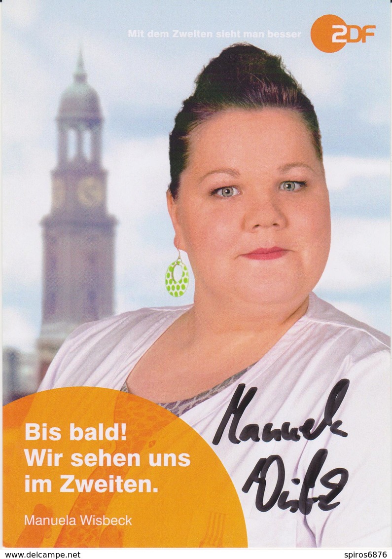 Authentic Signed Card / Autograph - German Actress MANUELA WISBECK - ZDF TV Series Notruf Hafenkante - Autografi